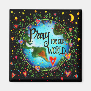 Pray for our World Inspirational Hearts Stars Magnet