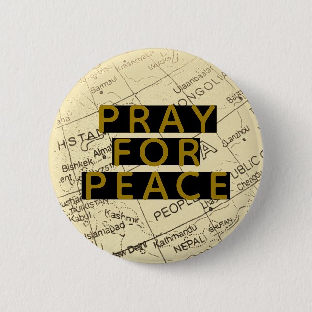 PRAY FOR PEACE 6 CM ROUND BADGE (Front)