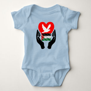 Pray for Peace in Palestine Peace Dove Heart Baby Bodysuit