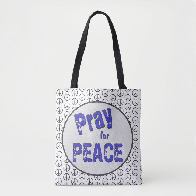 Pray for Peace Personalised Grunge Font Tote Bag (Front)