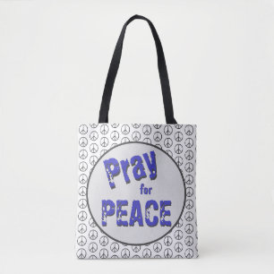 Pray for Peace Personalized Grunge Font Tote Bag
