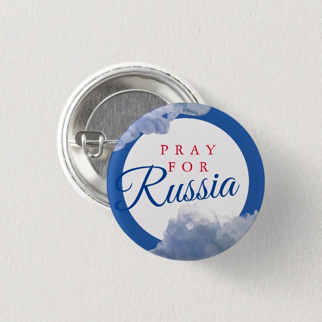 PRAY FOR RUSSIA 3 CM ROUND BADGE (Front & Back)