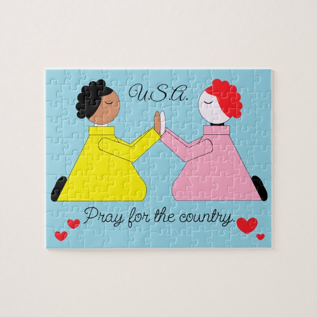 Pray for the Country & Hearts:  Light Blue Jigsaw Puzzle (Horizontal)
