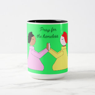 Pray for the Homeless:  Green Two-Tone Coffee Mug
