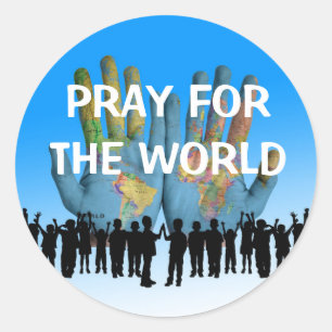 Pray for the world classic round sticker