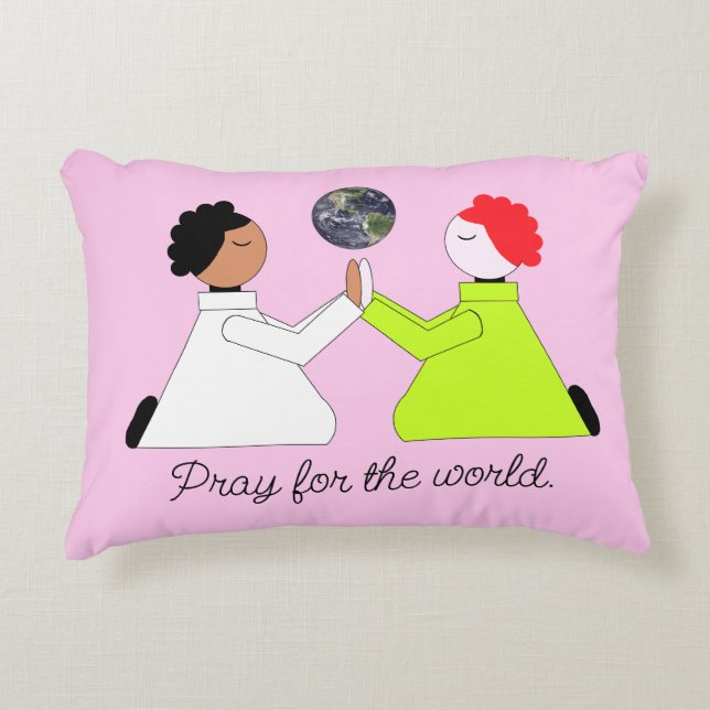 Pray for the World:  Lavender Decorative Cushion (Front)