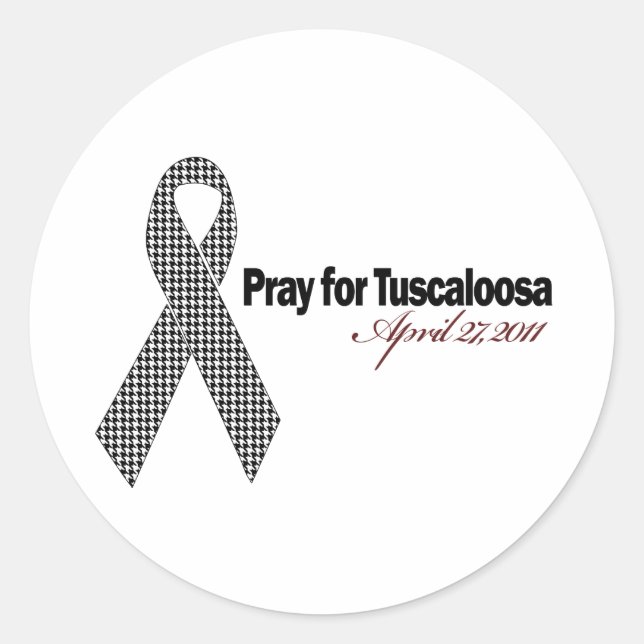 Pray For Tuscaloosa Alabama (Houndstooth) Classic Round Sticker (Front)