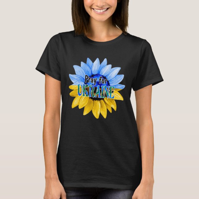 Pray For Ukraine Blue And Yellow Sunflower T-Shirt (Front)