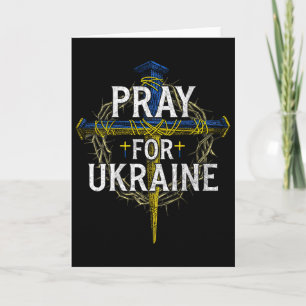 Pray For Ukraine Cross Christian Support Ukraine ( Card