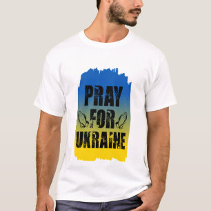 Pray for Ukraine Distressed Flag Peace Design T-Shirt