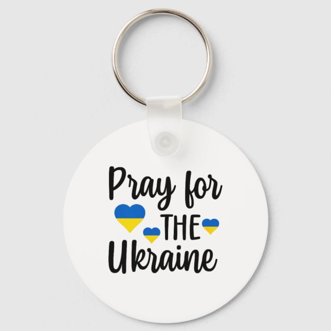 Pray For Ukraine Heart  Key Ring (Front)