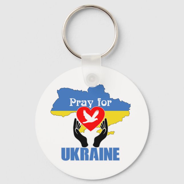 Pray for Ukraine - Peace & Love Key Ring (Front)