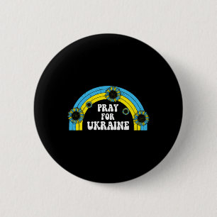 Pray For Ukraine Sunflower Blue Yellow Rainbow Ret 6 Cm Round Badge