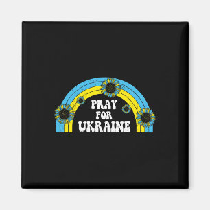 Pray For Ukraine Sunflower Blue Yellow Rainbow Ret Magnet