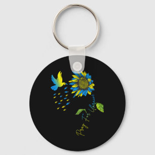 Pray For Ukraine Sunflower Ukrainian Flag Ukraine Key Ring