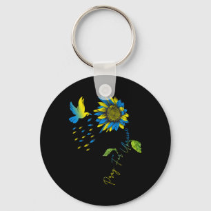 Pray For Ukraine Sunflower Ukrainian Flag Ukraine Key Ring