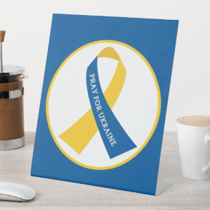 Pray for Ukraine Support Ribbon Pedestal Sign
