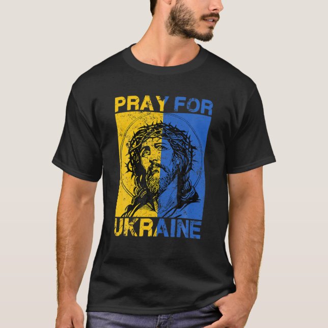 Pray For Ukraine Support Ukrainian I Stand With Uk T-Shirt (Front)