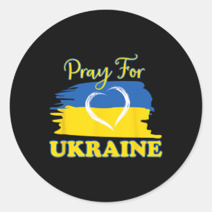 Pray For Ukraine Ukrainian Flag Heart Classic Round Sticker