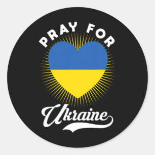 Pray For Ukraine Ukrainian Flag Support I Stand Wi Classic Round Sticker