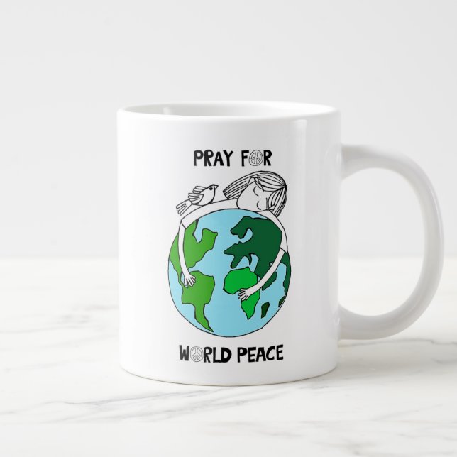 Pray For World Peace Large Coffee Mug (Right)