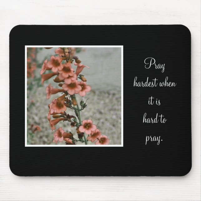 pray hardest orange floral mousepad (Front)