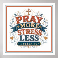 Pray More Stress Less Christian Biblical Quotes