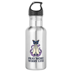Pray More Worry Less Butterfly Christian Shirt_1 532 Ml Water Bottle
