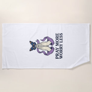 Pray More Worry Less Butterfly Christian Shirt_1 Beach Towel