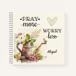 Pray More Worry Less Inspirational Quote Christian Notebook