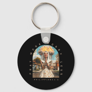 Pray More Worry Less Philippians 4_6 Christian Key Ring