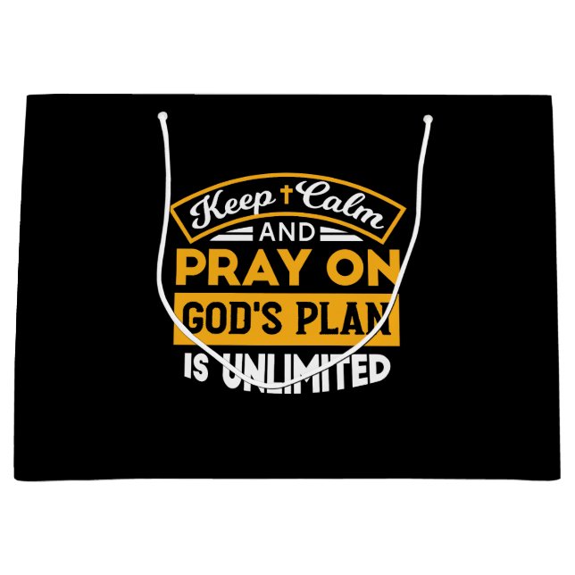 Pray On and Trust God's Unlimited Plan Faith-Based Large Gift Bag (Front)