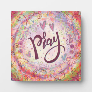 Pray Pastel Pink Pretty Floral Inspirivity Easel Plaque