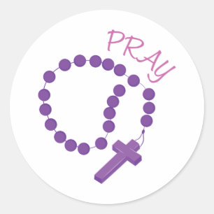 Pray Rosary Classic Round Sticker
