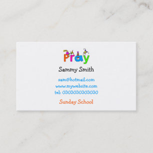Pray, Sunday School Business Card