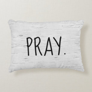 PRAY Text On Birch Tree Accent Pillow