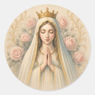 Pray the Rosary – Our Lady of Fatima Devotional Classic Round Sticker