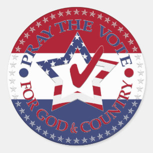 Pray The Vote For God and Country Star Check Mark Classic Round Sticker
