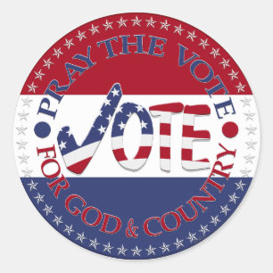 Pray The Vote For God and Country USA Check Mark  Classic Round Sticker