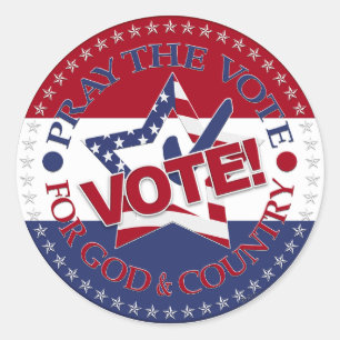 Pray The Vote For God and Country VOTE! Star Check Classic Round Sticker