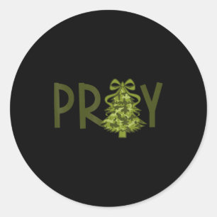 Pray Tree Xmas Camo Christian Christmas Faith Men Classic Round Sticker