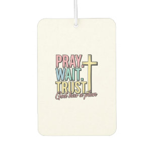 Pray Wait Trust Cross Christian Vintage Car Air Freshener