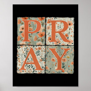Pray Wildflower Christian Jesus Autumn Fall Thanks Poster