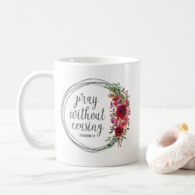 Pray Without Ceasing Coffee Mug (With Donut)