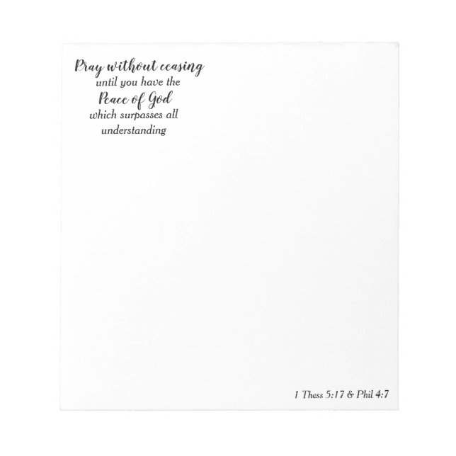 Pray Without Ceasing Inspirational Scripture Notepad (Front)