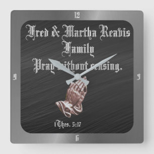 PRAY WITHOUT CEASING SQUARE WALL CLOCK