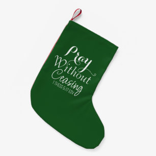 Prayer Bible Verse Green Simple Christian Small Christmas Stocking
