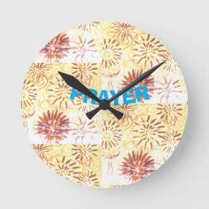 Prayer blue font round clock