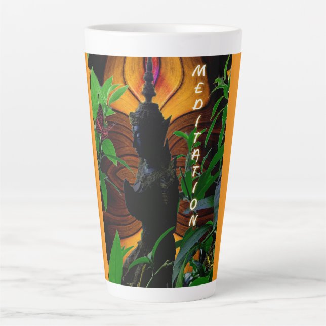 Prayer Buddha Meditation Latte Mug (Front)