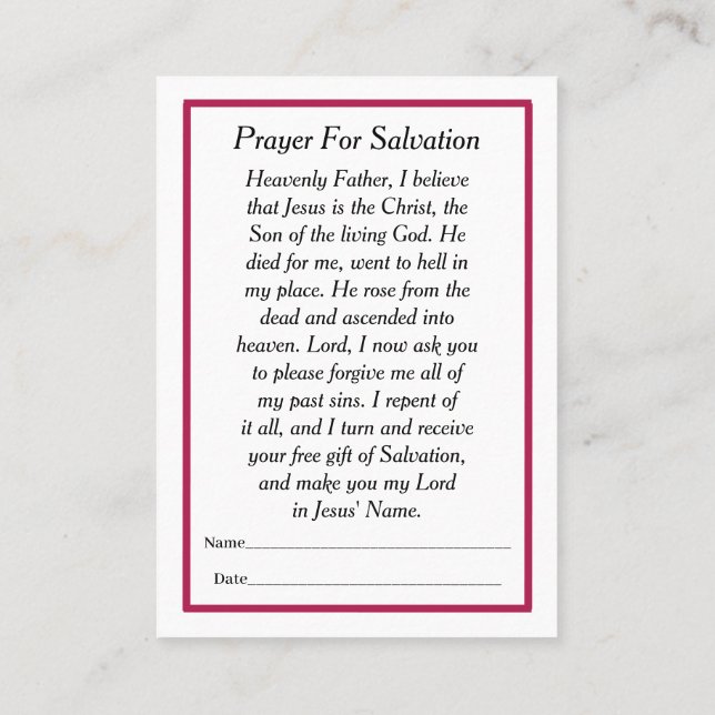 Prayer Card (Back)